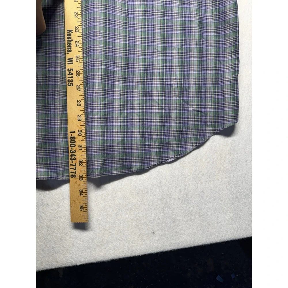 Polo Ralph Lauren Mens L Plaid Button Down Shirt Purple Green Long Sleeve Cotton